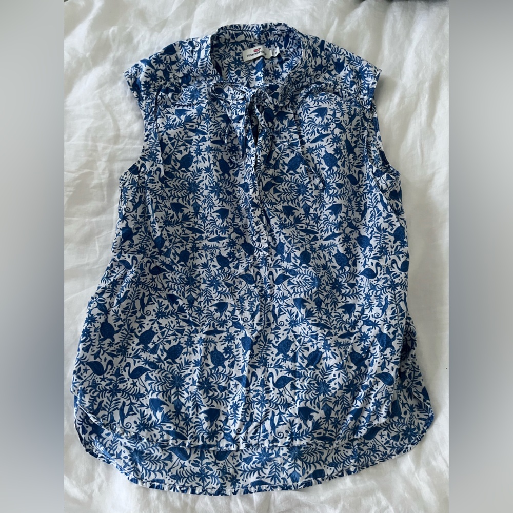 Blue Vineyard Vines Blouse, Size Medium